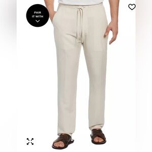 New Cubavera Men's Beige Linen Blend Drawstring Pants 4XB X 32 Lounge Vacation